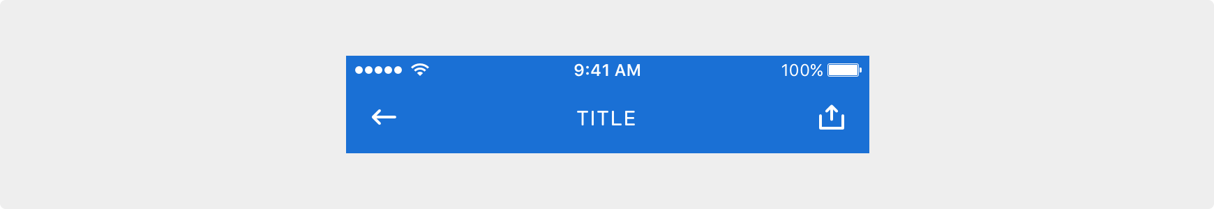 Navbar / On primary color / back + share example