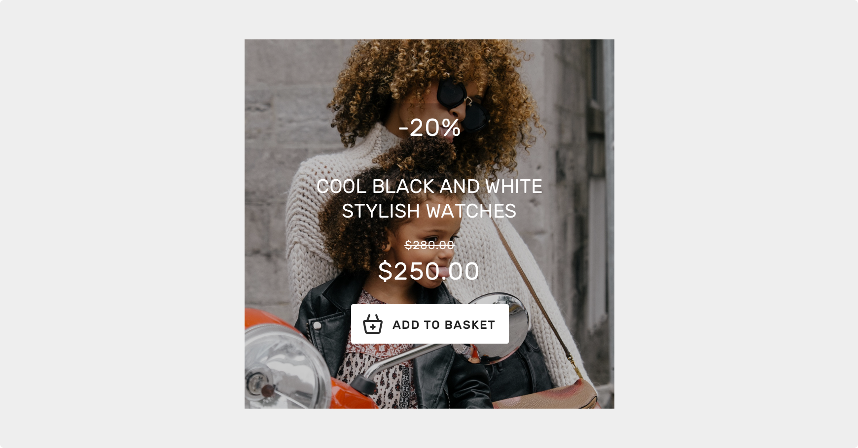 Detail square + Button + Sale tag Tile example